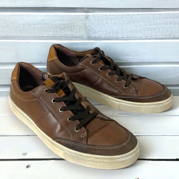 Ecco Men's Brown Leather Sneakers, Men's Size EU 45 - US Size 11 - Picture 1 of 10